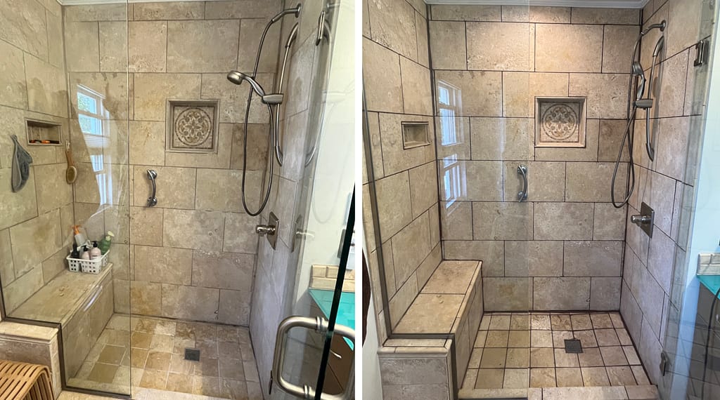 Before and after regrouting and seal