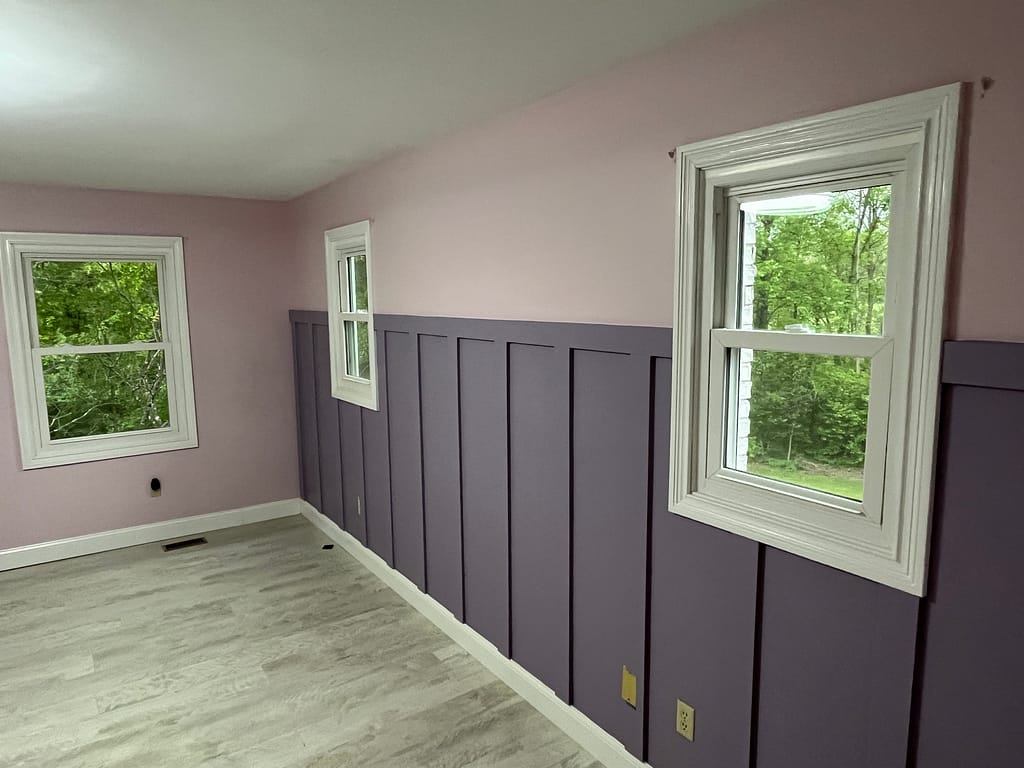 Board and batten wall, painting